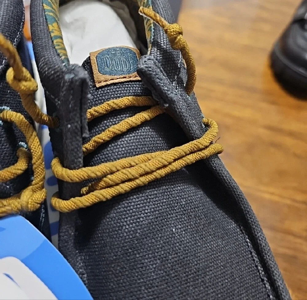 Hey Dude Wally Mid Waxed Navy Canvas Casual Men's Shoes with Tan Laces